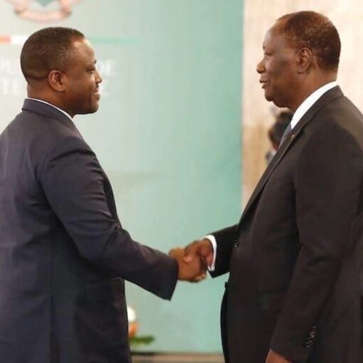 Échanges conviviaux entre Guillaume Soro et Alassane Ouattara